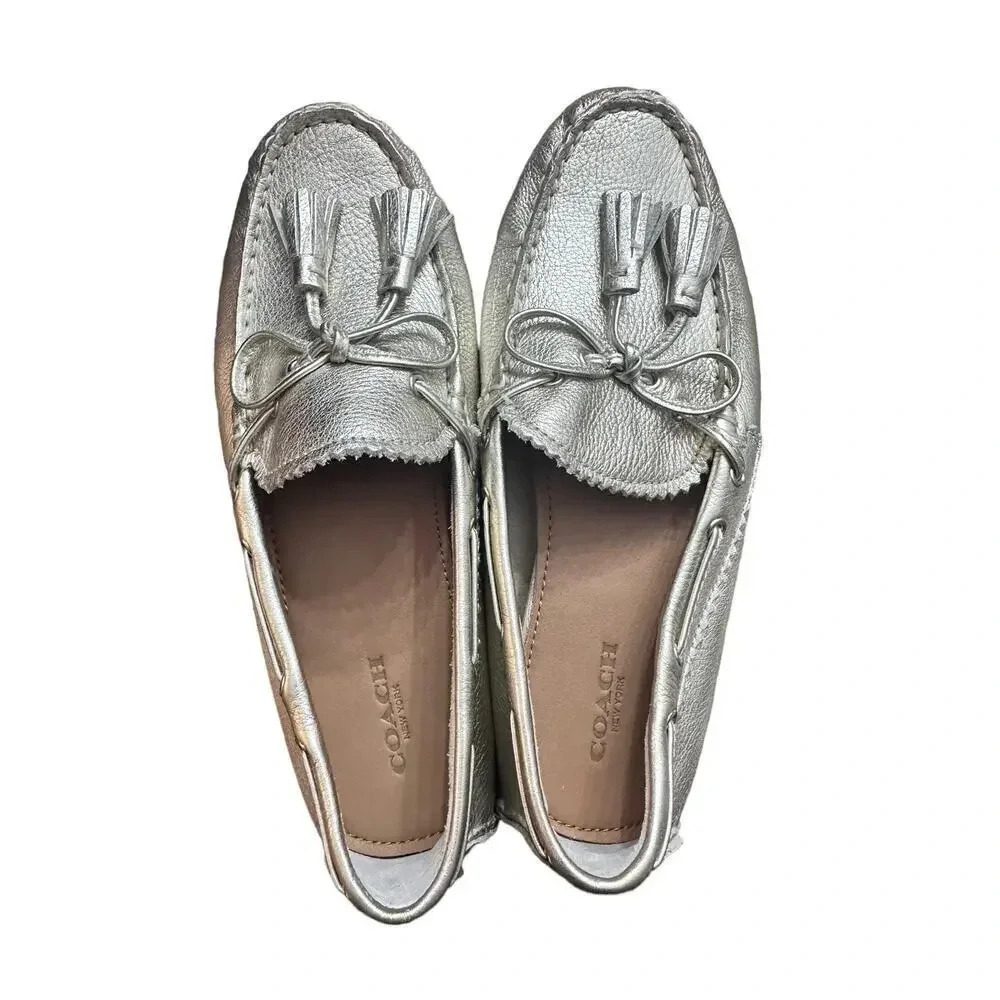 Coach Nadia Women's White Leather Slip On Tassel Loafers Size 7.5B